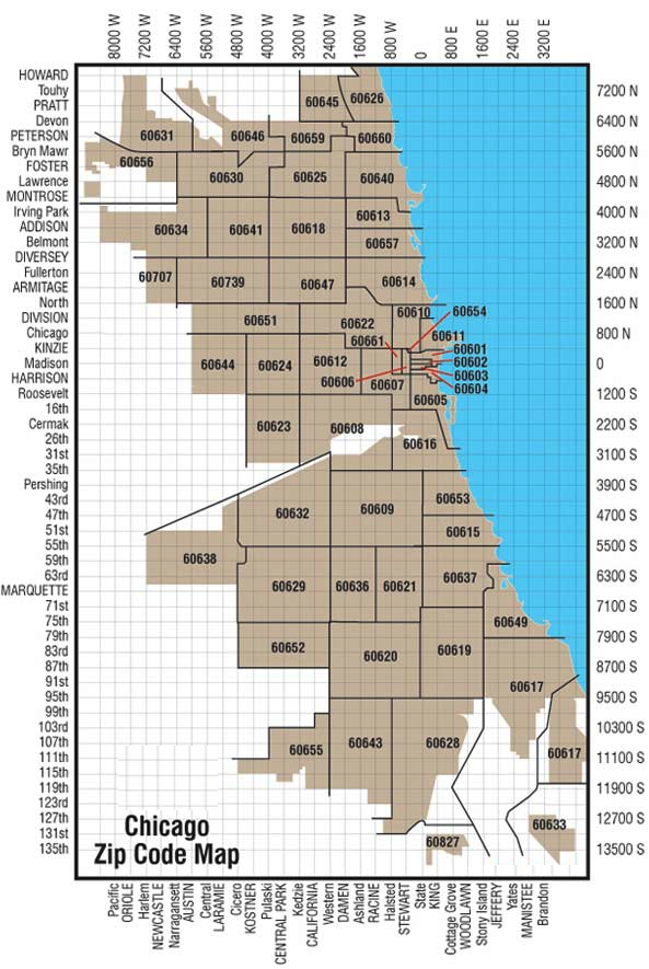 Chicago Illinois Il Zip Code Map Locations Demographics