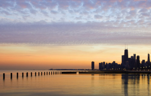 chicago-skyline-lake-michigan-sunset